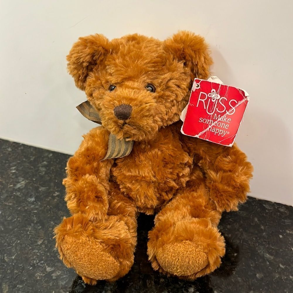 RUSS Berrie And Co, Make Someone Happy Brown Teddy Bear Tag 9" Stuffed Plush